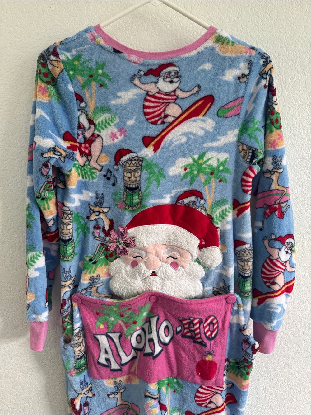 SECRET TREASURES KIDS CHRISTMAS ONSIE FULL ZIP PAJAMA SANTA SMALL 4-6 DROP SEAT
